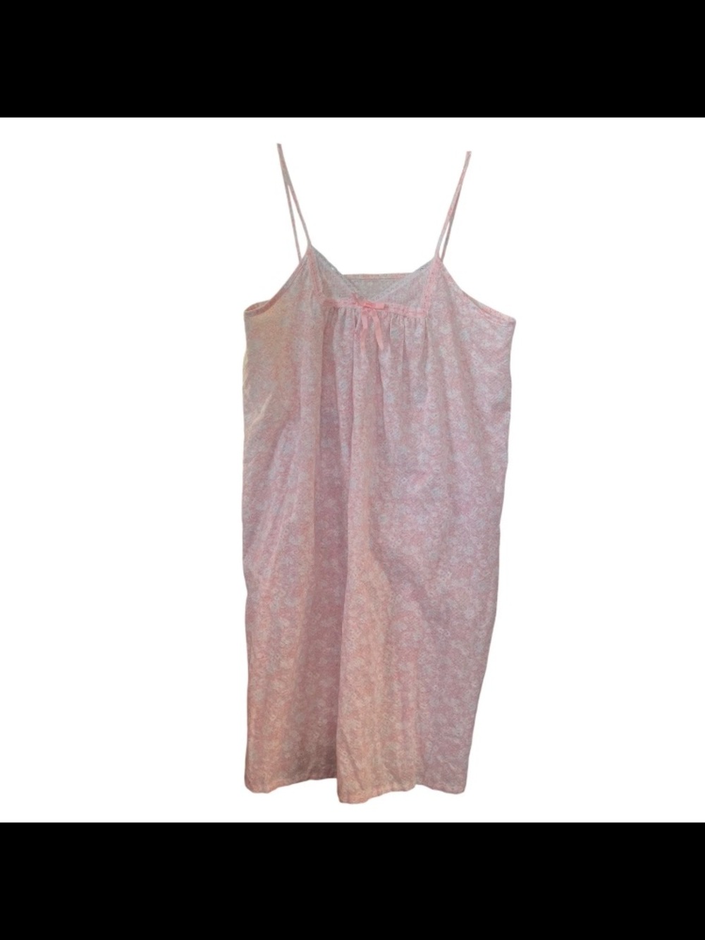 Vintage Night Gown Pink Floral Print Cotton Blend Size L Lightweight Made USA